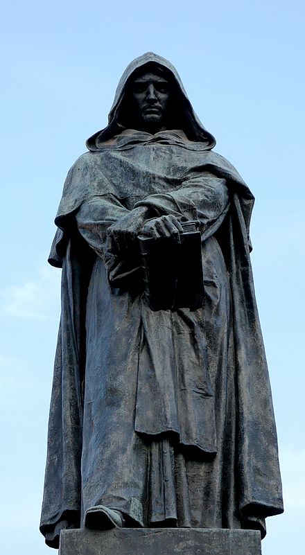 Bronze statue of Bruno by Ettore Ferrari at Campo de' Fiori, Rome.